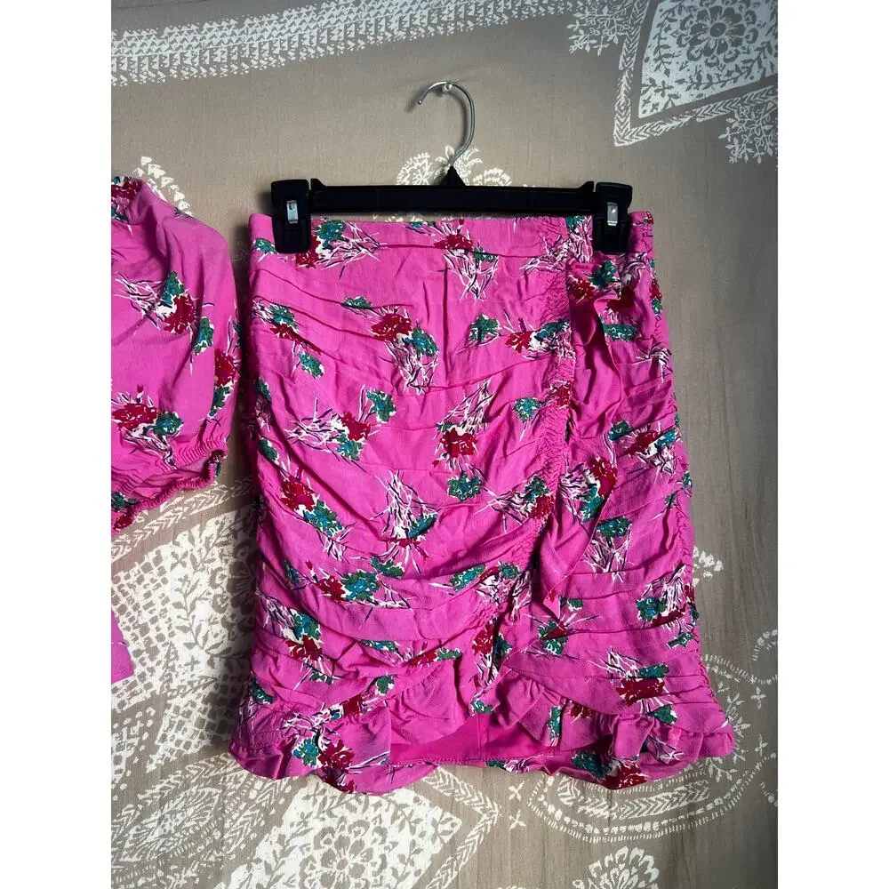 NWT Zara Matching Top + Skirt Set in Pink Floral